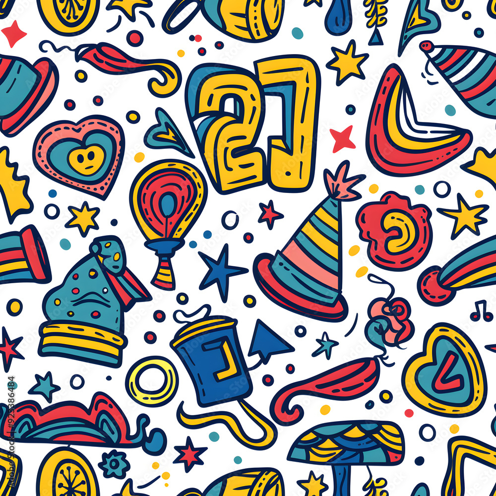 New Year and Christmas 2d cartoon or graphic advertising background, Seamless pattern New Year and Christmas 2d cartoon or graphic advertising background, Seamless pattern