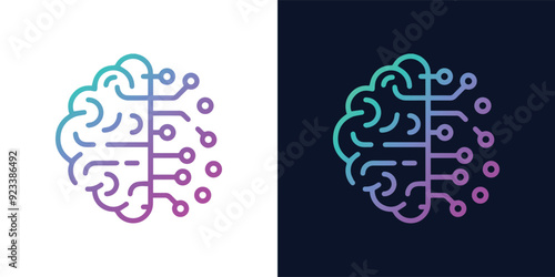 Artificial Intelligence AI Chip in Human Brain. Artificial Intelligence icon with Machine learning, digital skills, generative AI, AI technology, algorithm, virtual intelligence and future