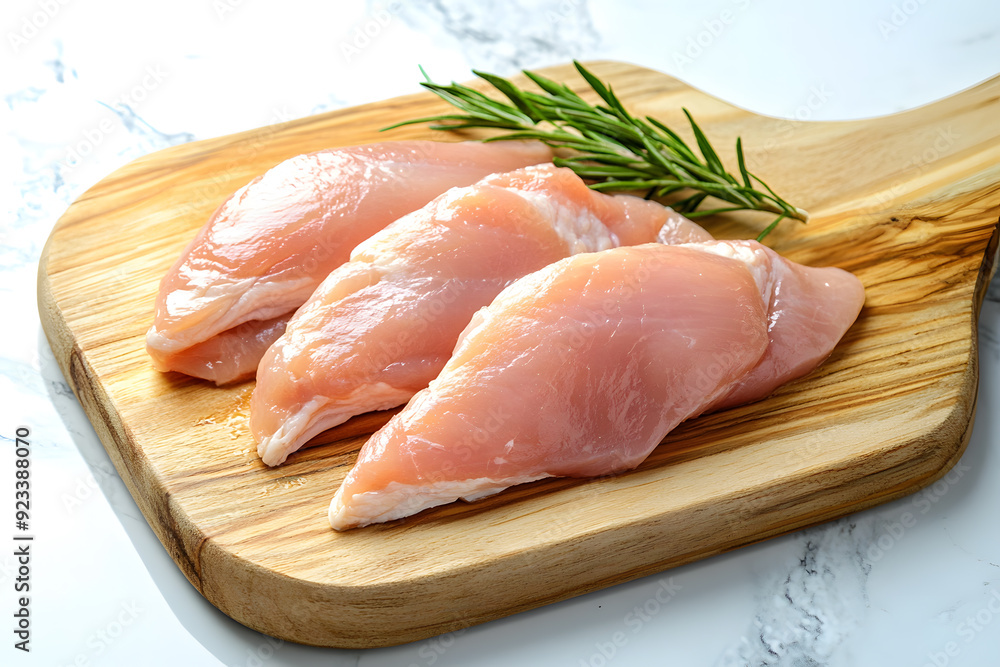 Raw chicken meat cutting on a wooden board commercial advertising photo Raw chicken meat cutting on a wooden board commercial advertising photo