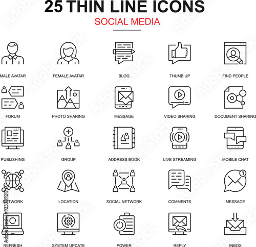 Socila media icon set. Social icon. People icon. Network icon.
