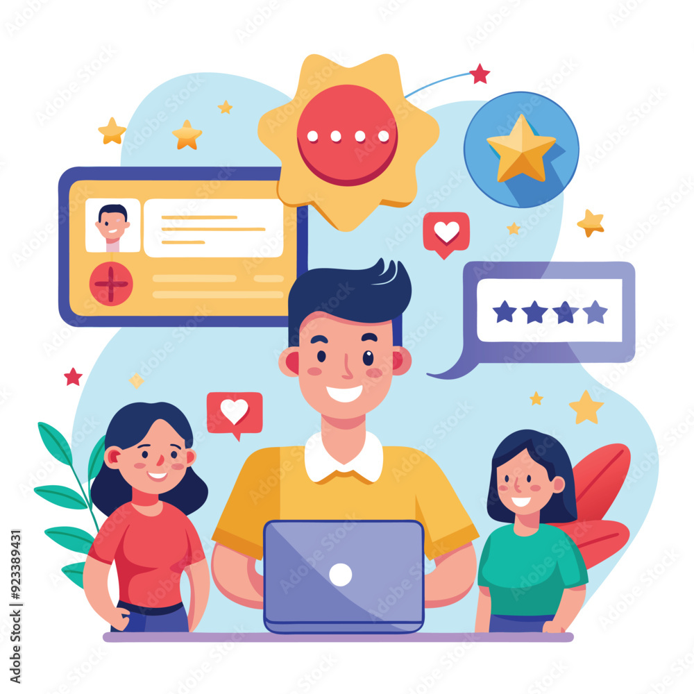 social media customer feedback review illustration social media customer feedback review illustration