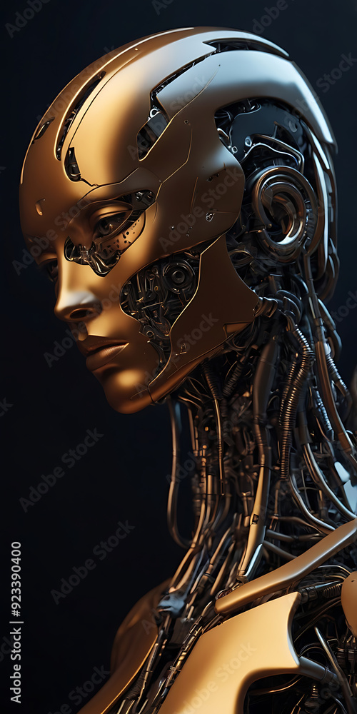 Golden robot, technology concept Golden robot, technology concept