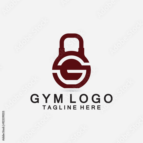 Creative design letter G Combination with kettlebell for Fitness GYM Logo.