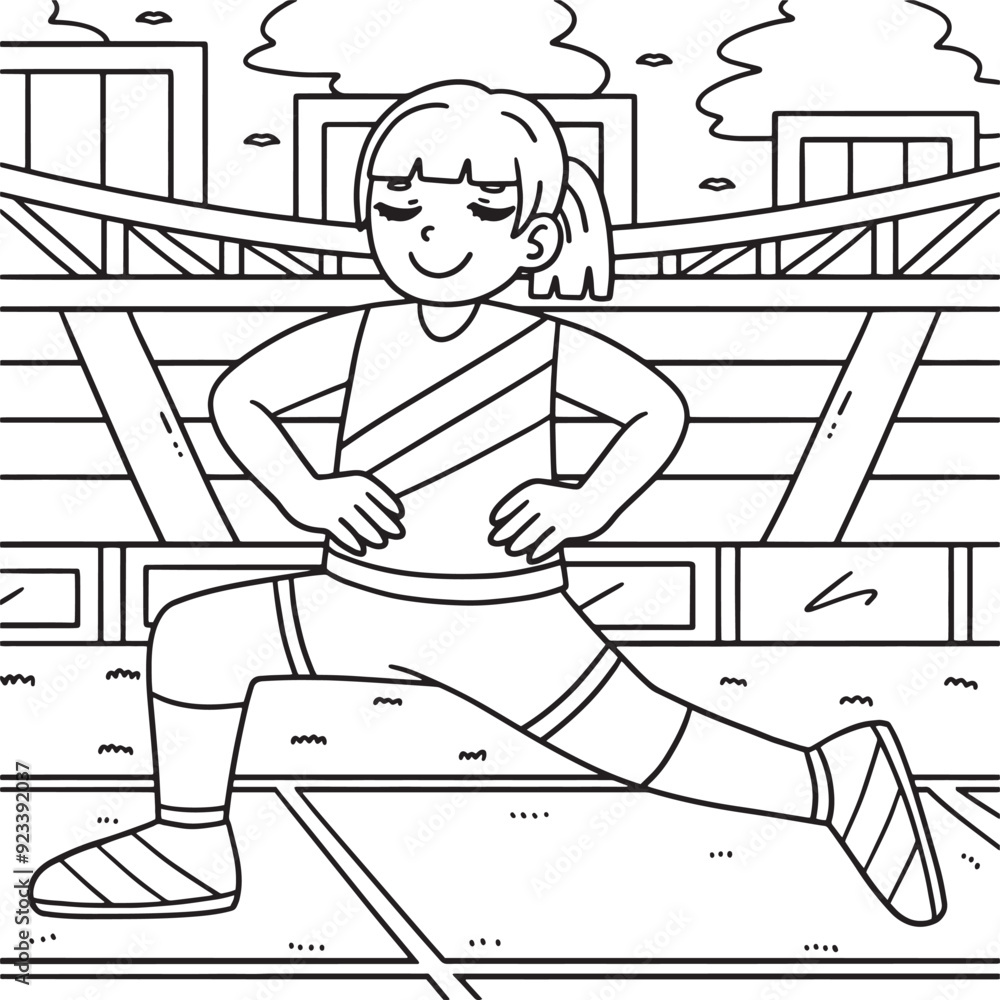 Track and Field Female Athlete Stretching Coloring Track and Field Female Athlete Stretching Coloring