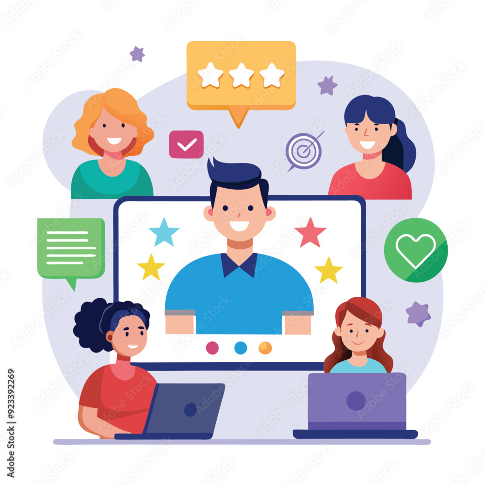 social media customer feedback review illustration social media customer feedback review illustration