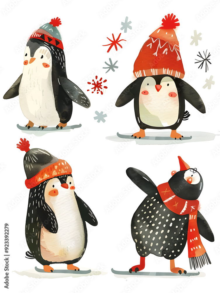 Fototapeta premium New Year and Christmas card, graphic advertising backgrounds in a doodle 2D illustrator style.