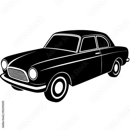 Classic car on a white background silhouette vector illustration