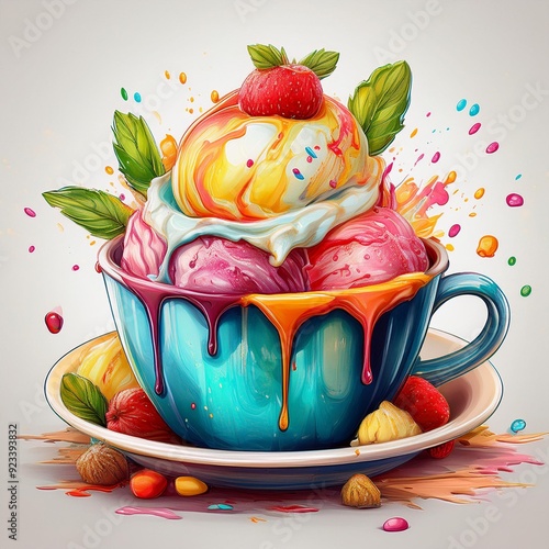 Icecream dessert sweet on cup 