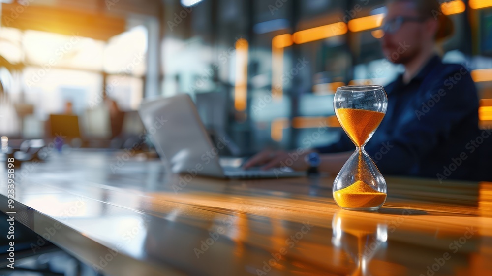 The hourglass on desk The hourglass on desk