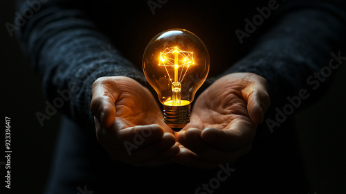 A businessman holding a glo...