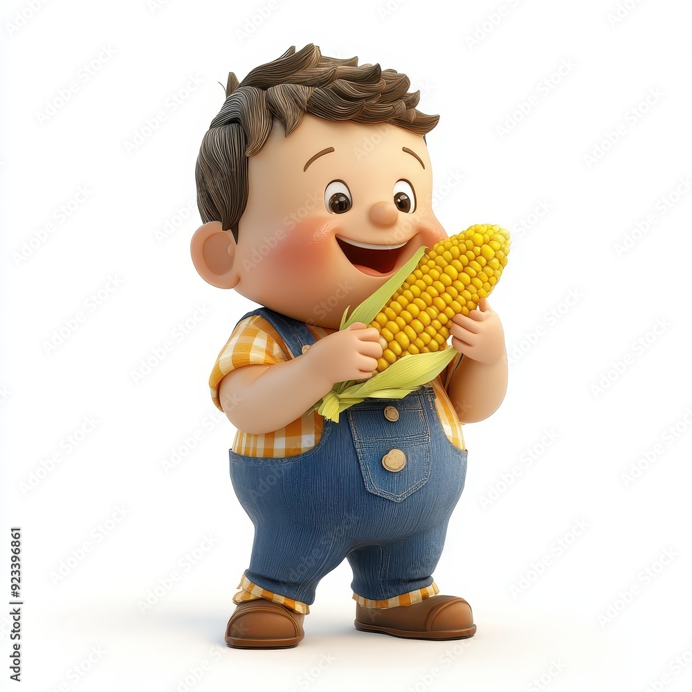 Cartoon character happily enjoying a corn on the cob Cartoon character happily enjoying a corn on the cob