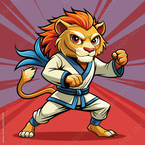 lion karate kimono judo taekwondo vector sport mascot