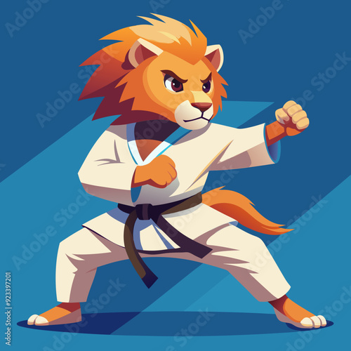 lion karate kimono judo taekwondo vector sport mascot