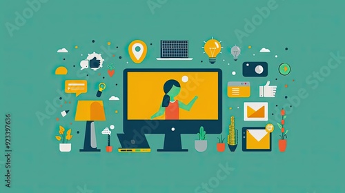 Wallpaper Mural Digital customer engagement, fostering interactions online, flat design illustration Torontodigital.ca