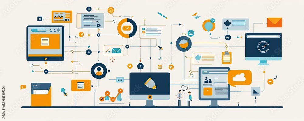 Customer feedback loop, integrating insights into strategy, flat design illustration Customer feedback loop, integrating insights into strategy, flat design illustration