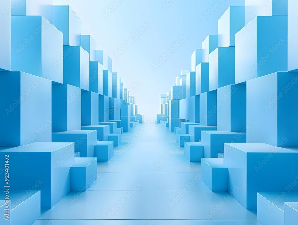 3D cube shapes with light blue background 3D cube shapes with light blue background