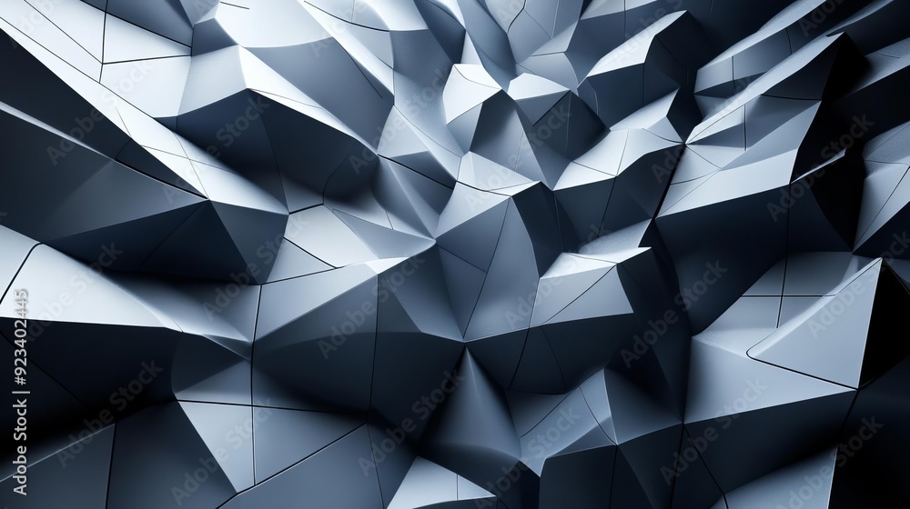 Fototapeta premium Abstract 3D geometric design with complex textures and a sleek, futuristic color palette, ideal for hightech presentation backgrounds