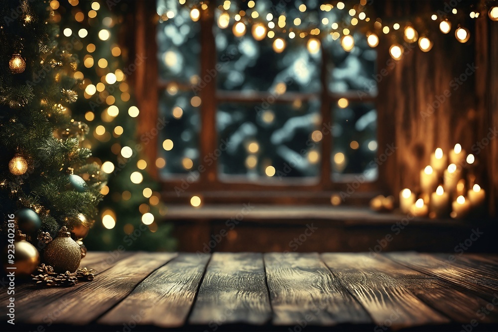 Christmas Tabletop with Blurred Background Christmas Tabletop with Blurred Background