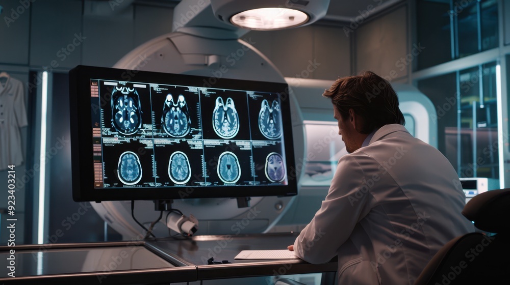 The doctor examining MRI scans The doctor examining MRI scans