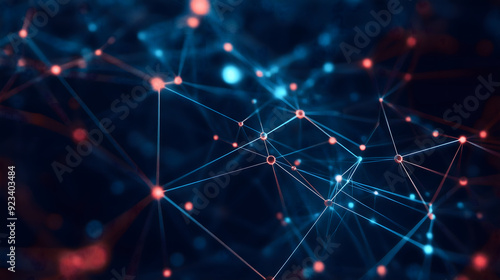 Network growing showing connections with lines and dots on dark background