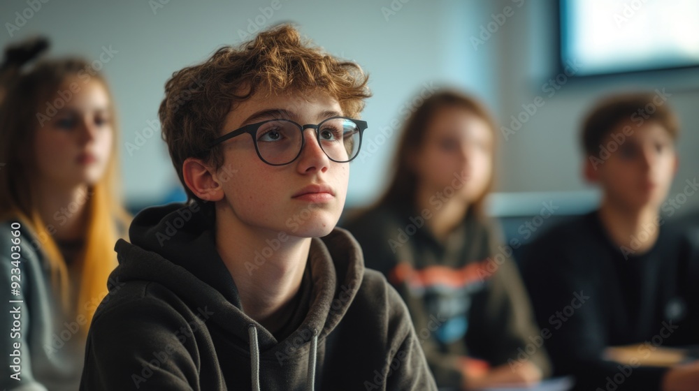 Contemplative Teenager in Classroom Contemplative Teenager in Classroom