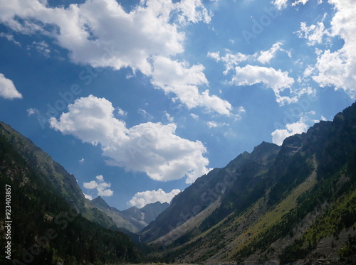 Cloudy sky over the mountains, photo taken in the Pyrenees National Park in southwest France