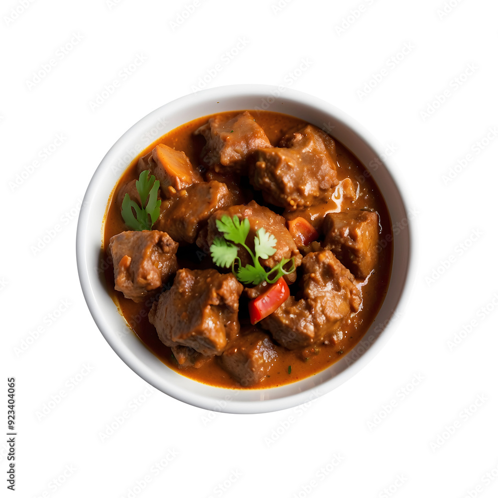 Hearty and Delicious Mutton Curry in a Bowl on a Plastic Pan Isolated on a Transparent Background | Mutton Curry Isolated on a Transparent Background Hearty and Delicious Mutton Curry in a Bowl on a Plastic Pan Isolated on a Transparent Background | Mutton Curry Isolated on a Transparent Background