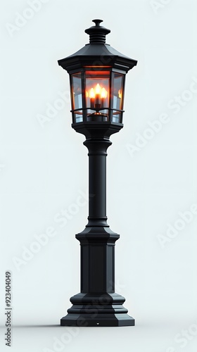 Classic garden lamp illustration with an antique finish, combining elegance and nostalgic charm.