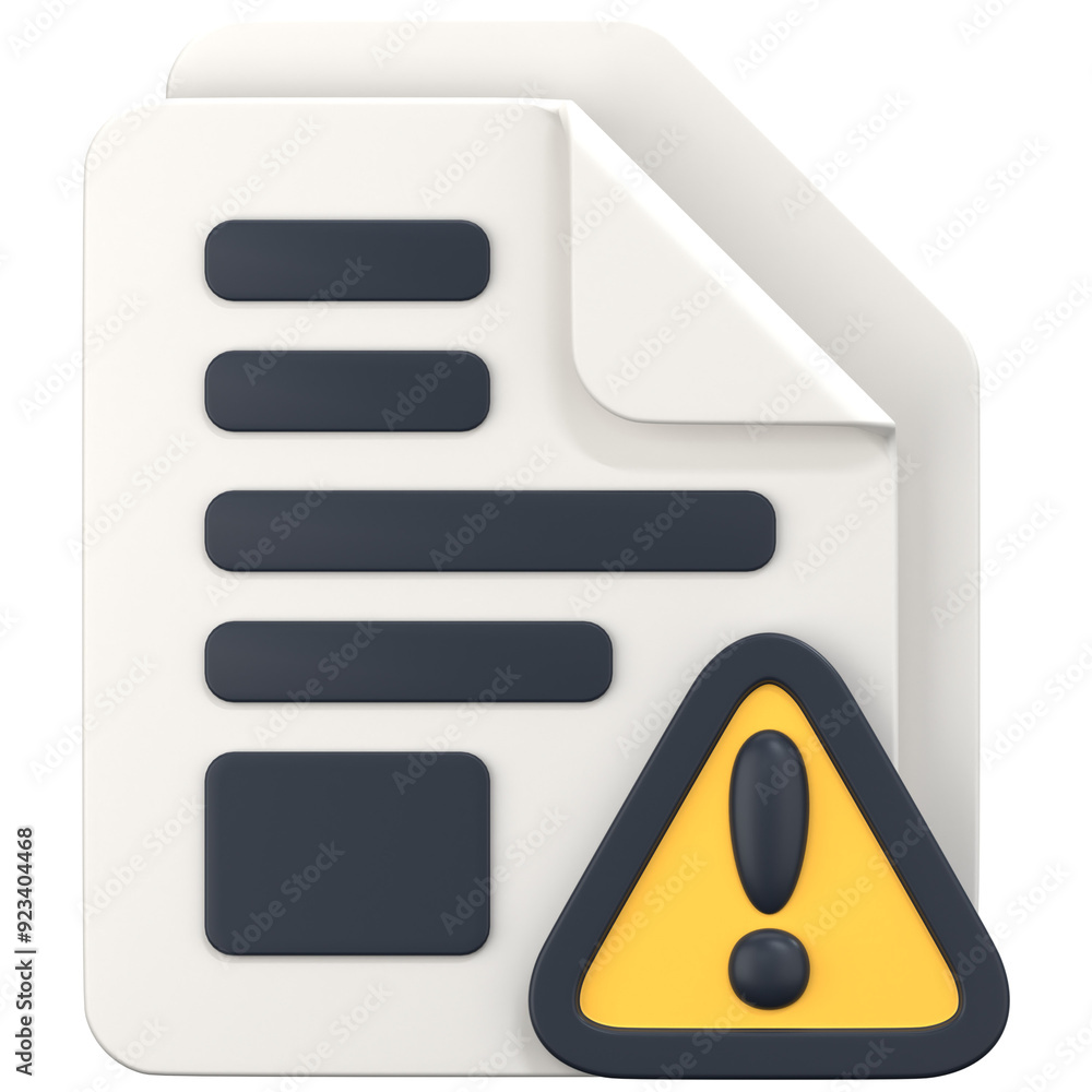 White File with scam warning sign 3D Icon Illustration. Low Poly Style ...