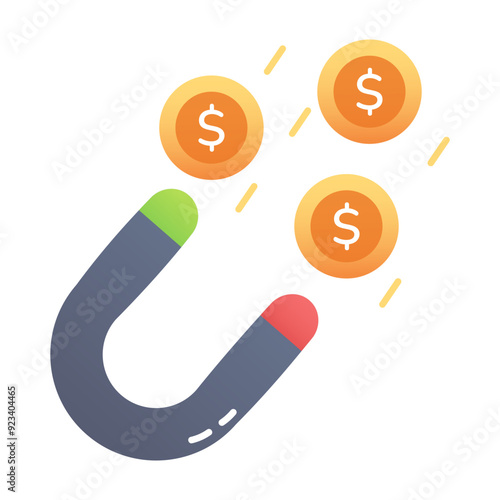 Money attraction icon in flat style 