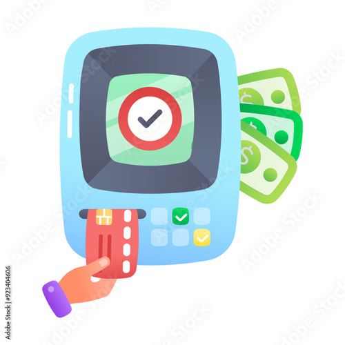 A flat style icon of atm withdrawal