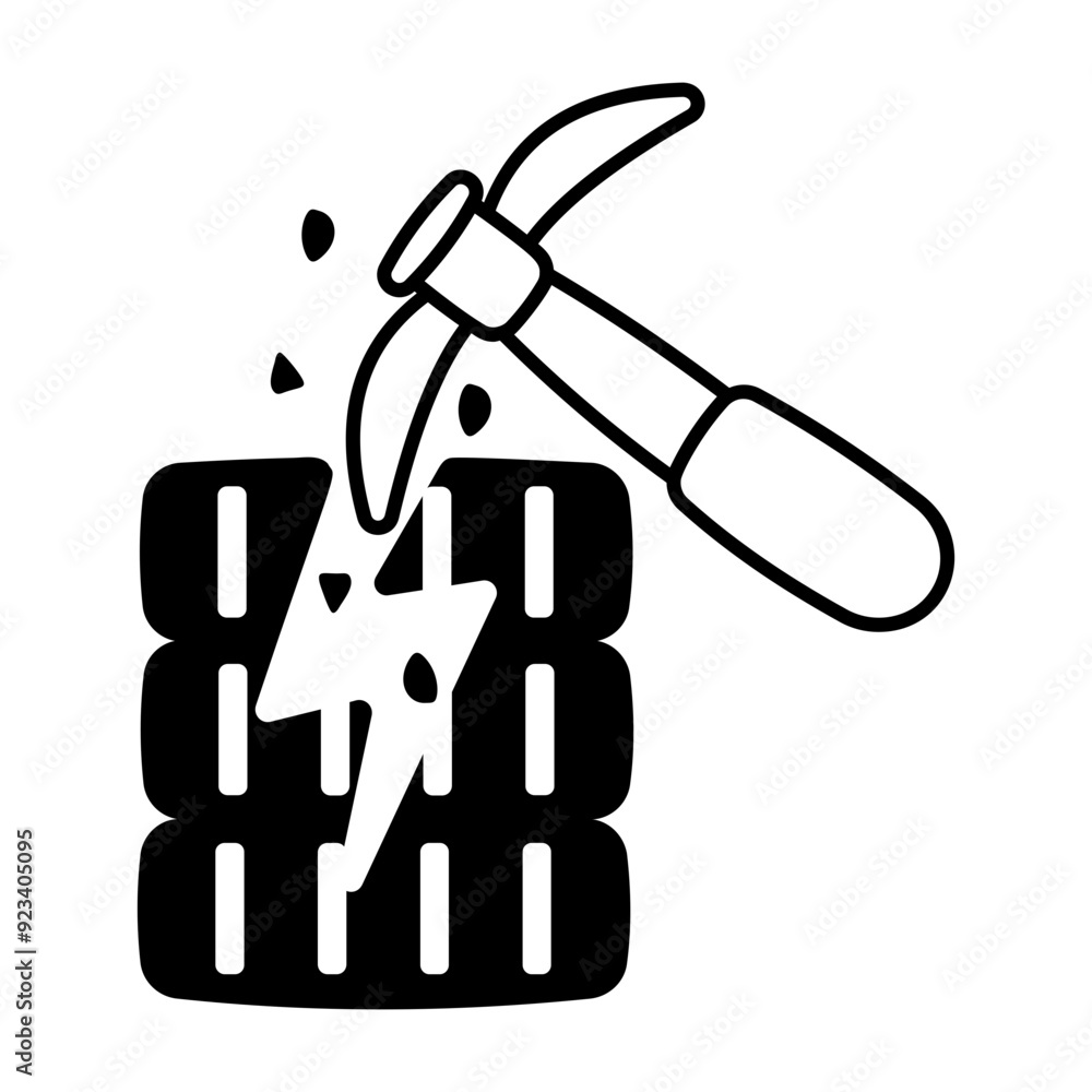 An icon of money mining in glyph style An icon of money mining in glyph style