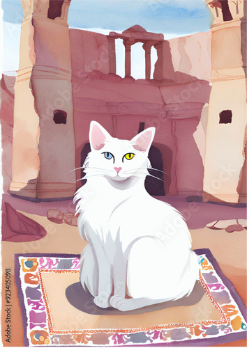Turkish cat "van" on carpet