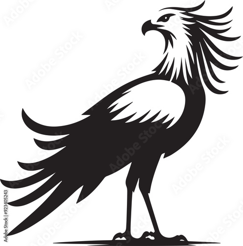 Secretary Bird vector silhouette illustration