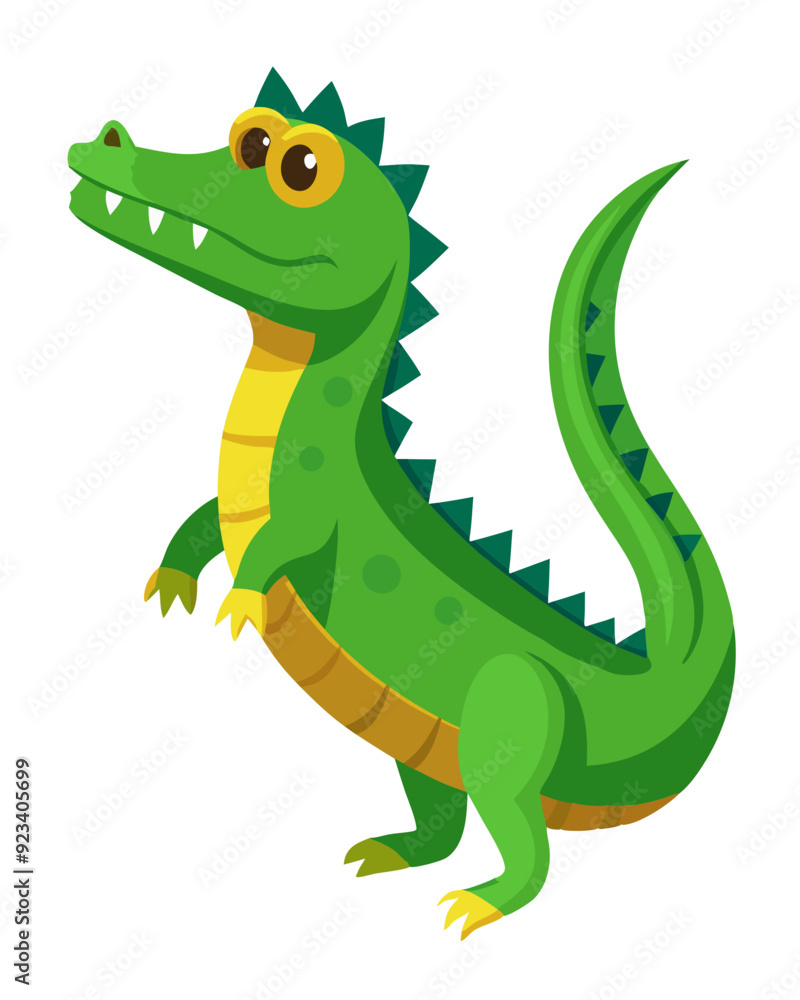 Cute Green Cartoon Crocodile Vector Illustration for Kids Educational Materials or Storybooks Cute Green Cartoon Crocodile Vector Illustration for Kids Educational Materials or Storybooks