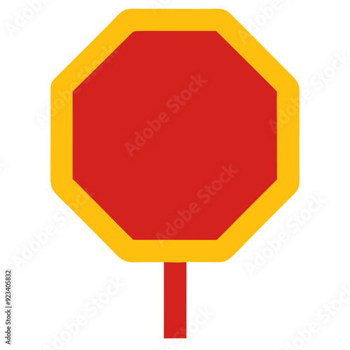 Blank Stop Sign Vector Illustration Colorful Simple Traffic Road Sign Design Educational Material