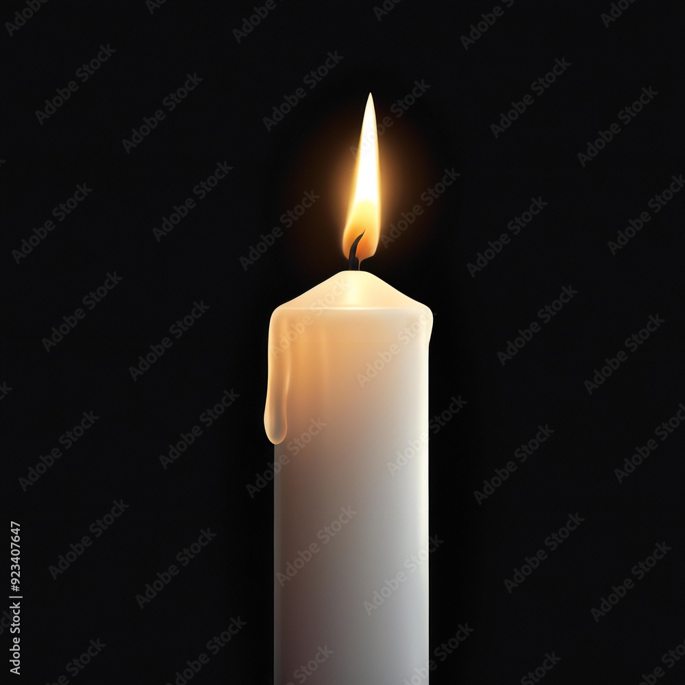 Candle with melting wax against black background, suitable for contemplative and spiritual designs. Candle with melting wax against black background, suitable for contemplative and spiritual designs.