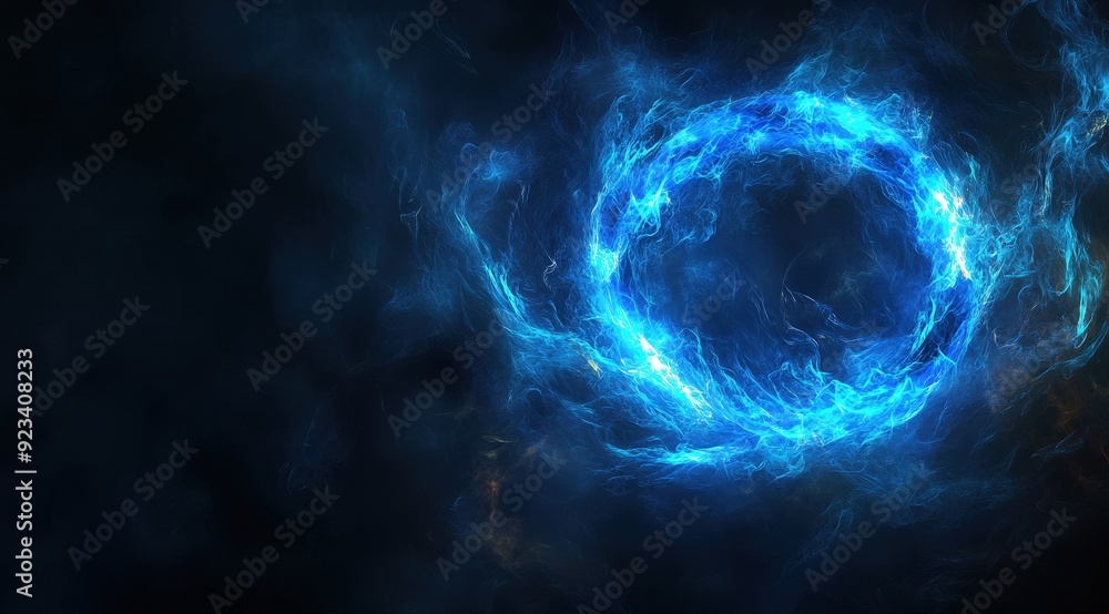 Intense Blue Energy Ring With Swirling Light Effects Intense Blue Energy Ring With Swirling Light Effects