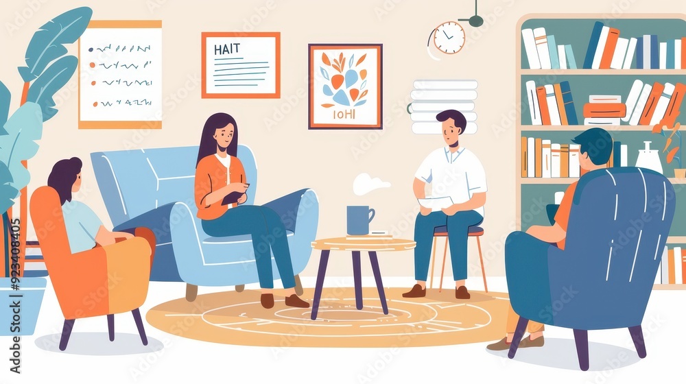 A group gathers in a comfortable office to collaborate on teamwork strategies over coffee A group gathers in a comfortable office to collaborate on teamwork strategies over coffee