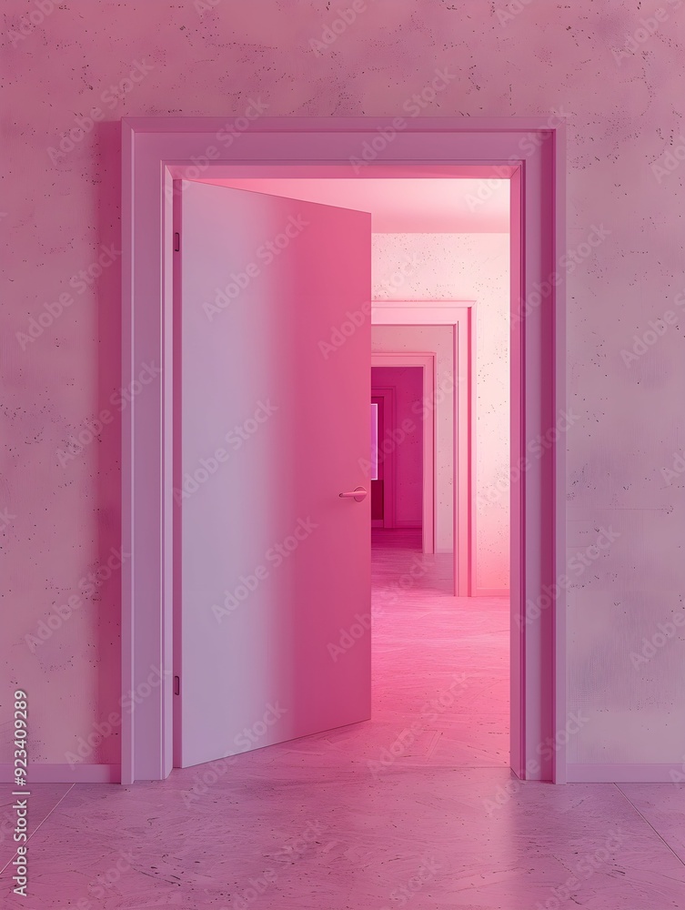 Pink room with open door in hospital Pink room with open door in hospital