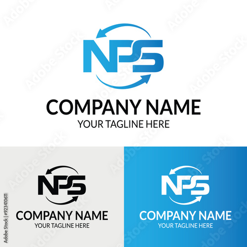 NPS letter Initial abstract typography modern logo design template