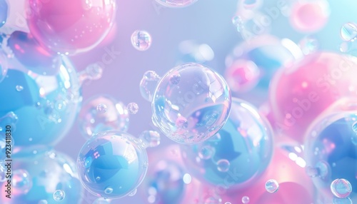 Colorful bubbles floating in soft pastel hues against a dreamy background