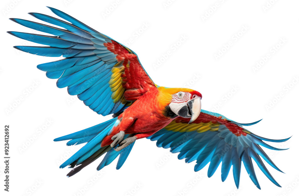 Obraz premium PNG Colorful parrot flying skyward