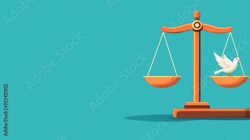 Wallpaper Mural Balanced scales with a dove, peace and justice, flat design illustration Torontodigital.ca
