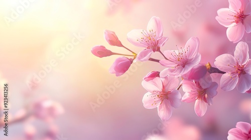 Wallpaper Mural Beautiful nature spring background with a branch of blooming sakura. Sakura blossoming season. Generative ai Torontodigital.ca
