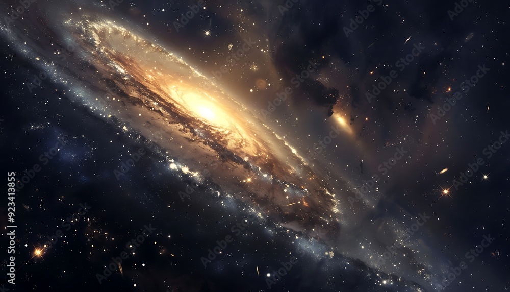 Fototapeta premium Stars of a planet and galaxy in a free space