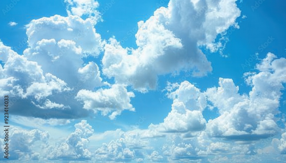 Fluffy white clouds in a bright blue sky during a sunny day Fluffy white clouds in a bright blue sky during a sunny day