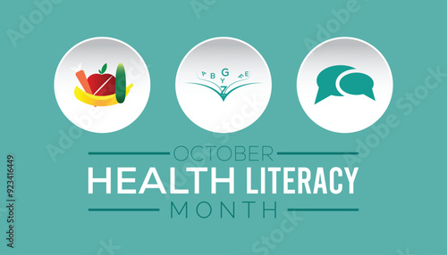 Health Literacy Month is observed every year on October. Holiday concept background, placard, banner design template Vector illustration background design.