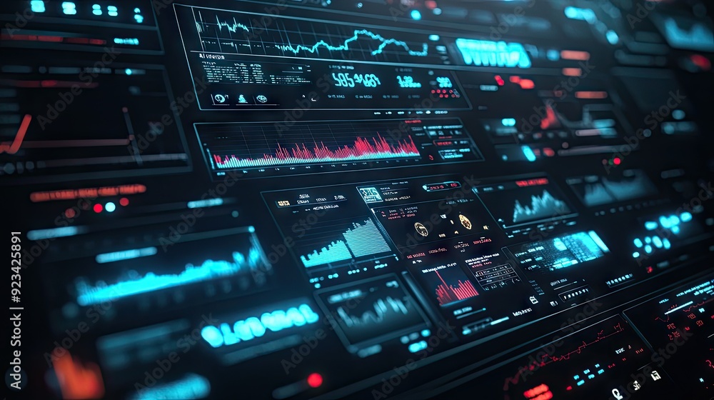 A futuristic 3D model of a financial app interface, displaying real-time stock and currency data. A futuristic 3D model of a financial app interface, displaying real-time stock and currency data.