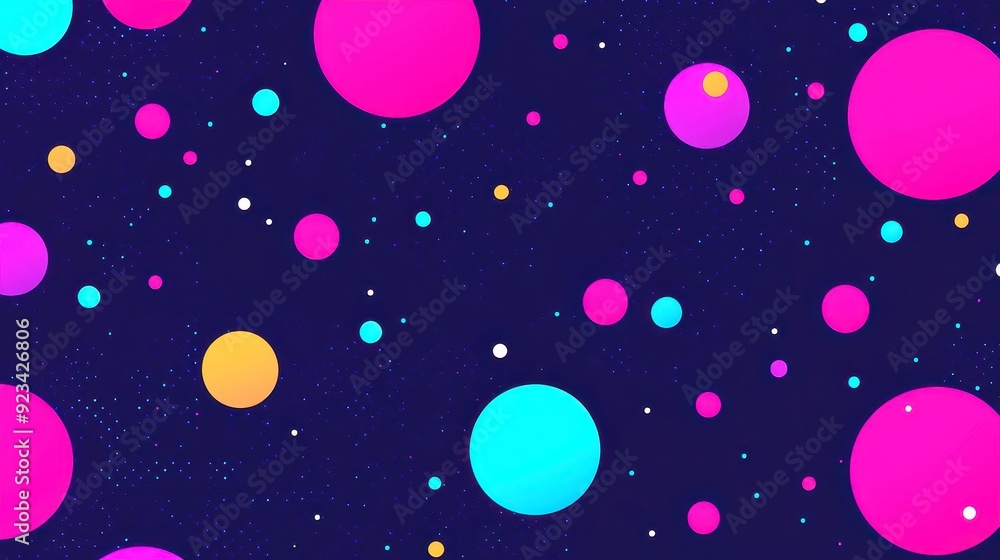 Multicolored Dots on Dark Canvas, vibrant circular patterns scattered across a deep background, creating a striking visual contrast that captivates the viewer's attention Multicolored Dots on Dark Canvas, vibrant circular patterns scattered across a deep background, creating a striking visual contrast that captivates the viewer's attention